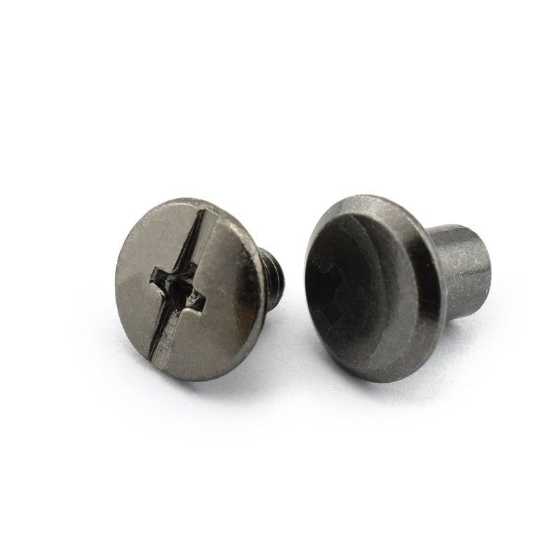 LQ Industrial 120pcs Chicago Screw Slotted Philip Head Binding Screws Rivet Book Binding DIY Leather Craft Assembly Bolt 5x6mm Black - Image 2